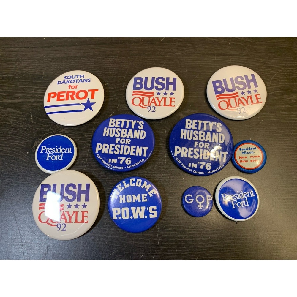 Vintage Presidential Campaign Pinback Button Pin Lot-Ford-Perot -Nixon-Bush‎